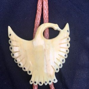 Phoenix bolos tie. Leather cord. Stone Phoenix.